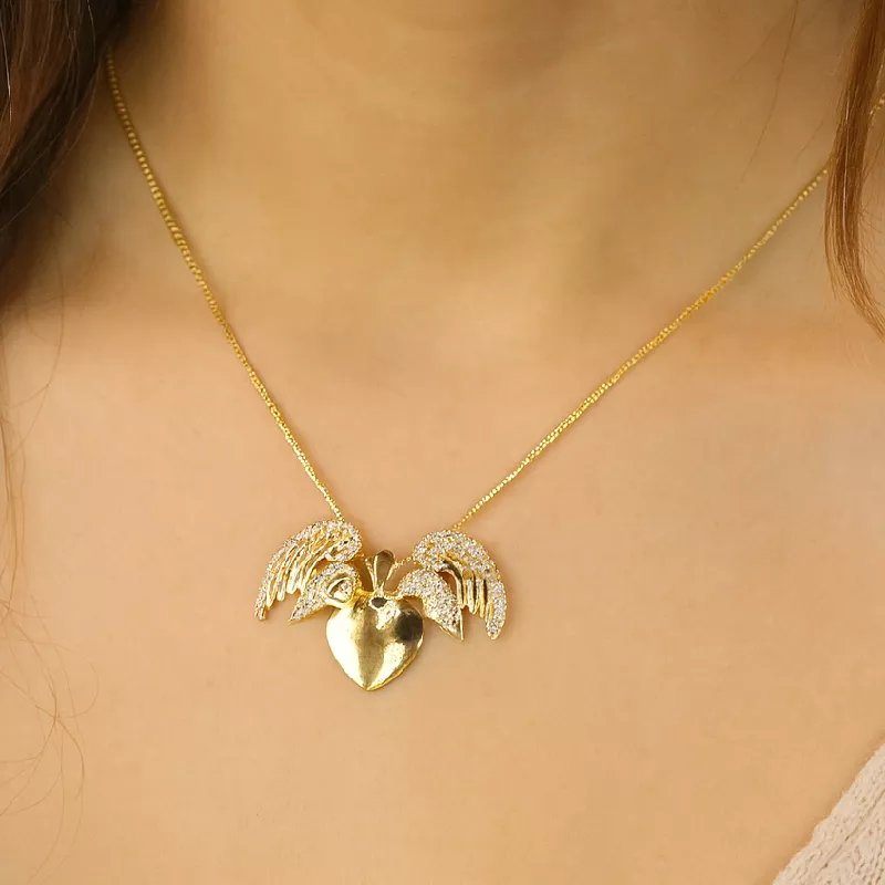 Cad. Corazon Alas Rodio 45cm - CRL563 - Foto 1